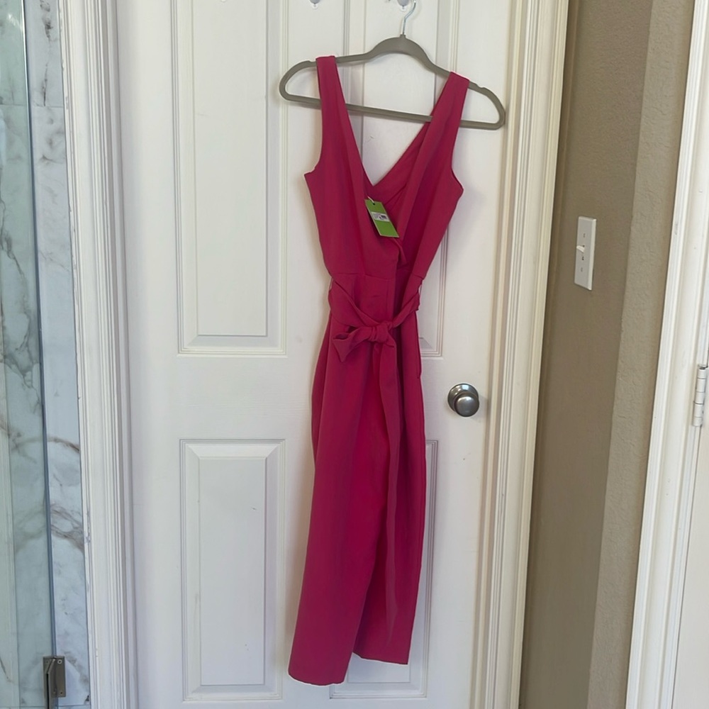 Sam Edelman —-Hot pink jumpsuit- crop style- sleek style -Gorgeous on